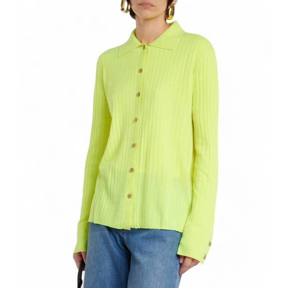 NEW LISA YANG aria cardigan shirt in neon citrus - Picture 1 of 5